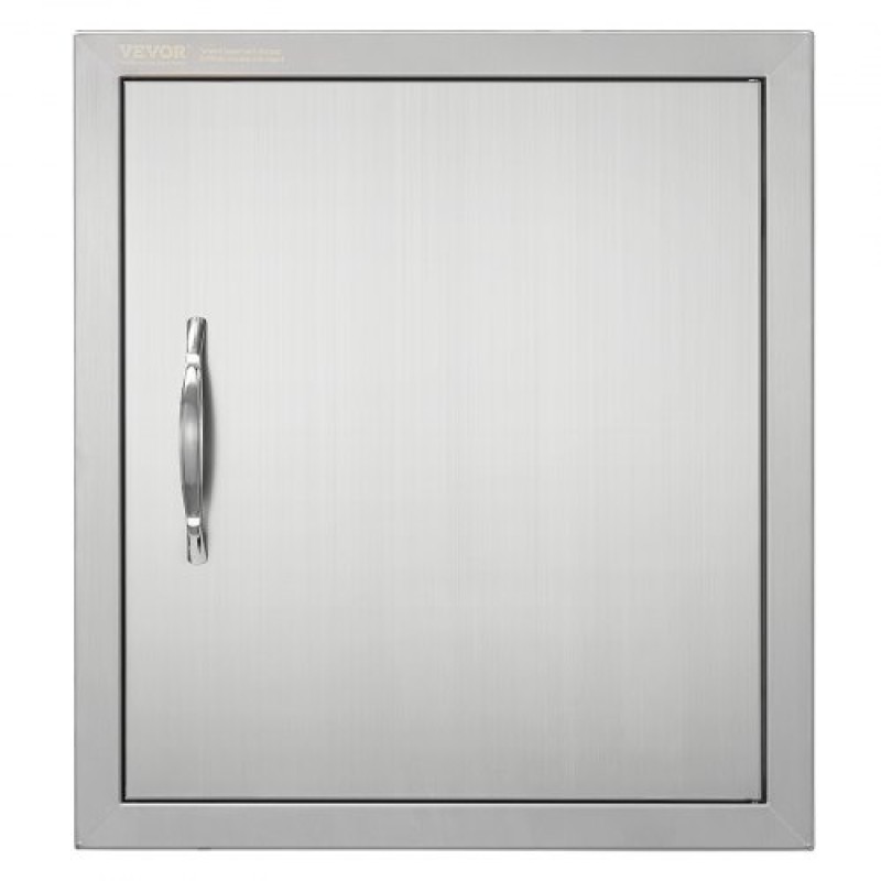 VEVOR BBQ Access Door, 457x508 mm Μονή εξωτερική πόρτα κουζίνας, από ανοξείδωτο ατσάλι, χωνευτή πόρτα, τοίχος κάθετη πόρτα με λαβή και γάντζο, για BBQ Island, Ψητοπωλείο, Εξωτερικό ντουλάπι