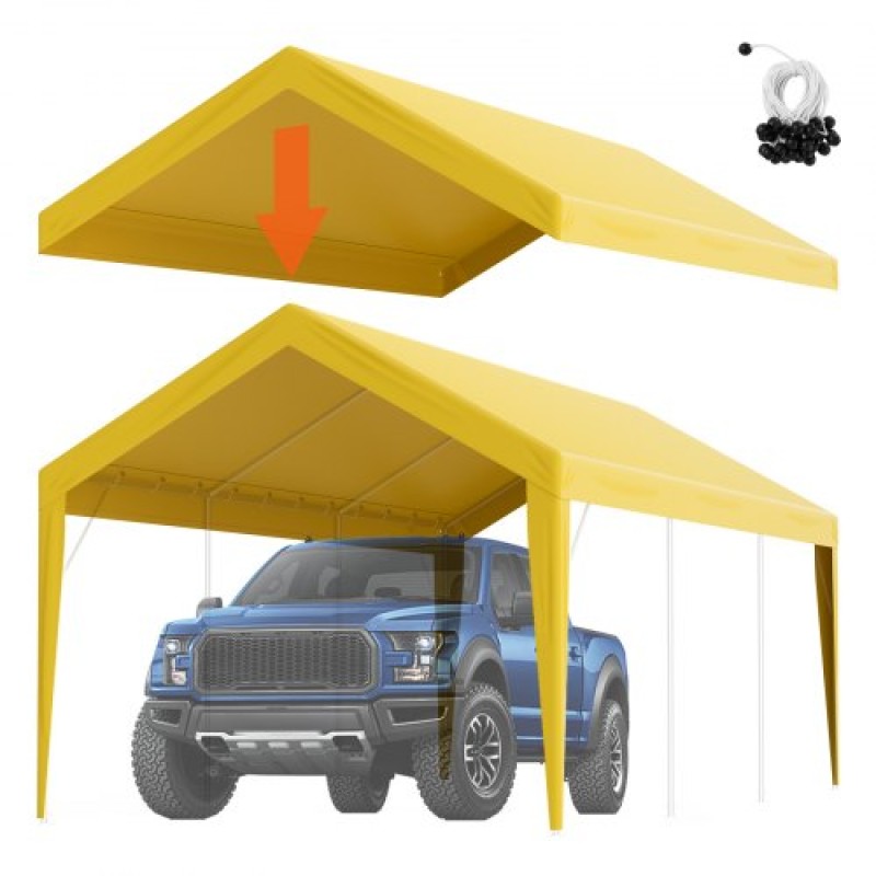 Ανταλλακτικό κάλυμμα κουβούκλιο VEVOR Carport 10 x 20 ft, προστατευτικό κάλυμμα για σκηνή γκαράζ βαρέως τύπου αδιάβροχο και προστασία από την υπεριώδη ακτινοβολία, Εύκολη εγκατάσταση με μπάντζες μπάλας, μπεζ (Μόνο επάνω κάλυμμα, δεν περιλαμβάνεται πλαίσιο