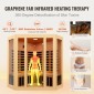 VEVOR Far Infrared Wood Sauna, Room Home Sauna Spa για 3 έως 4 Άτομα, Χαμηλή EMF Far Infrared Ξύλινη Σάουνα με σκληρυμένη γυάλινη πόρτα & ηχεία Bluetooth & φώτα χρωμοθεραπείας, 2470W εσωτερικού χώρου