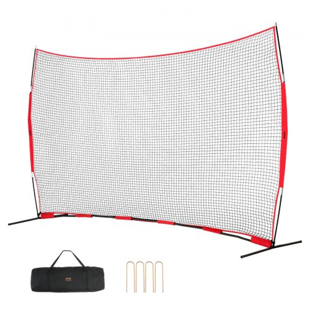 VEVOR Barricade Backstop Net, αθλητικό δίχτυ 16x10 ft με μπάλα, φορητός εξοπλισμός εξάσκησης με τσάντα μεταφοράς, οθόνη προστασίας για προπόνηση χόκεϊ ποδοσφαίρου Baseball Softball Lacrosse, για πίσω αυλή