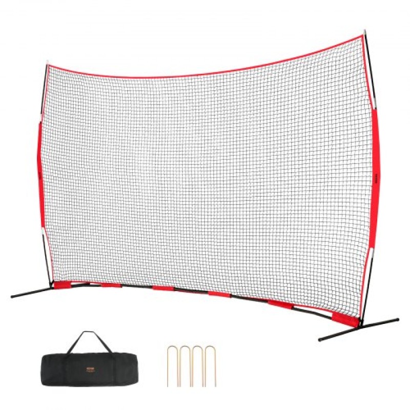 VEVOR Barricade Backstop Net, αθλητικό δίχτυ 16x10 ft με μπάλα, φορητός εξοπλισμός εξάσκησης με τσάντα μεταφοράς, οθόνη προστασίας για προπόνηση χόκεϊ ποδοσφαίρου Baseball Softball Lacrosse, για πίσω αυλή