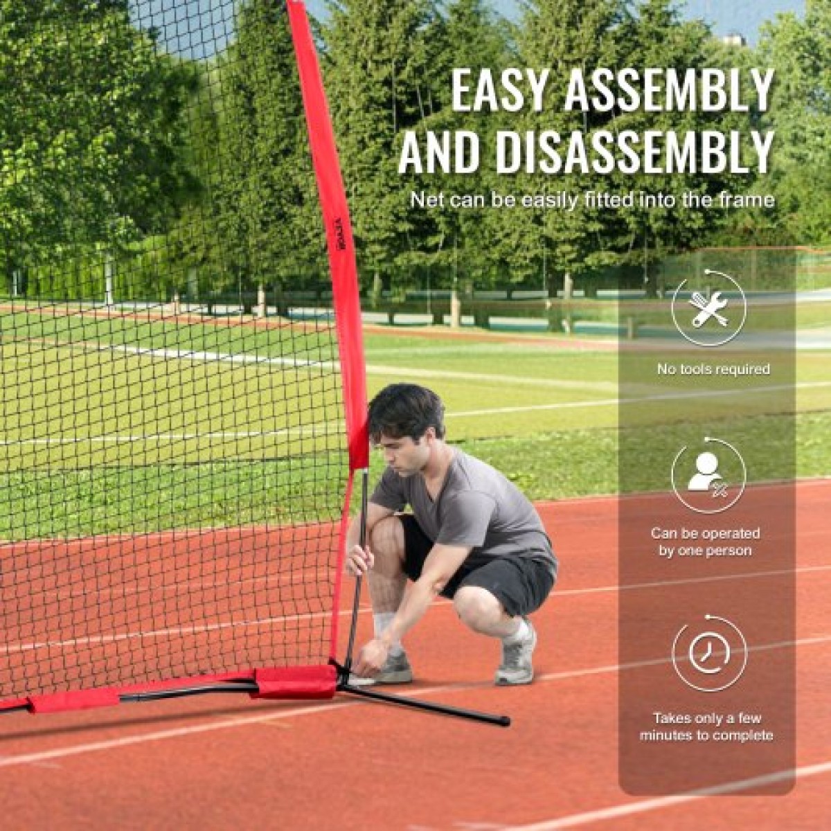 VEVOR Barricade Backstop Net, αθλητικό δίχτυ 12x9 ft με μπάλα, φορητός εξοπλισμός εξάσκησης με τσάντα μεταφοράς, οθόνη προστασίας για προπόνηση ποδοσφαίρου λακρός ποδοσφαίρου μπέιζμπολ για προπόνηση χόκεϊ, για πίσω αυλή