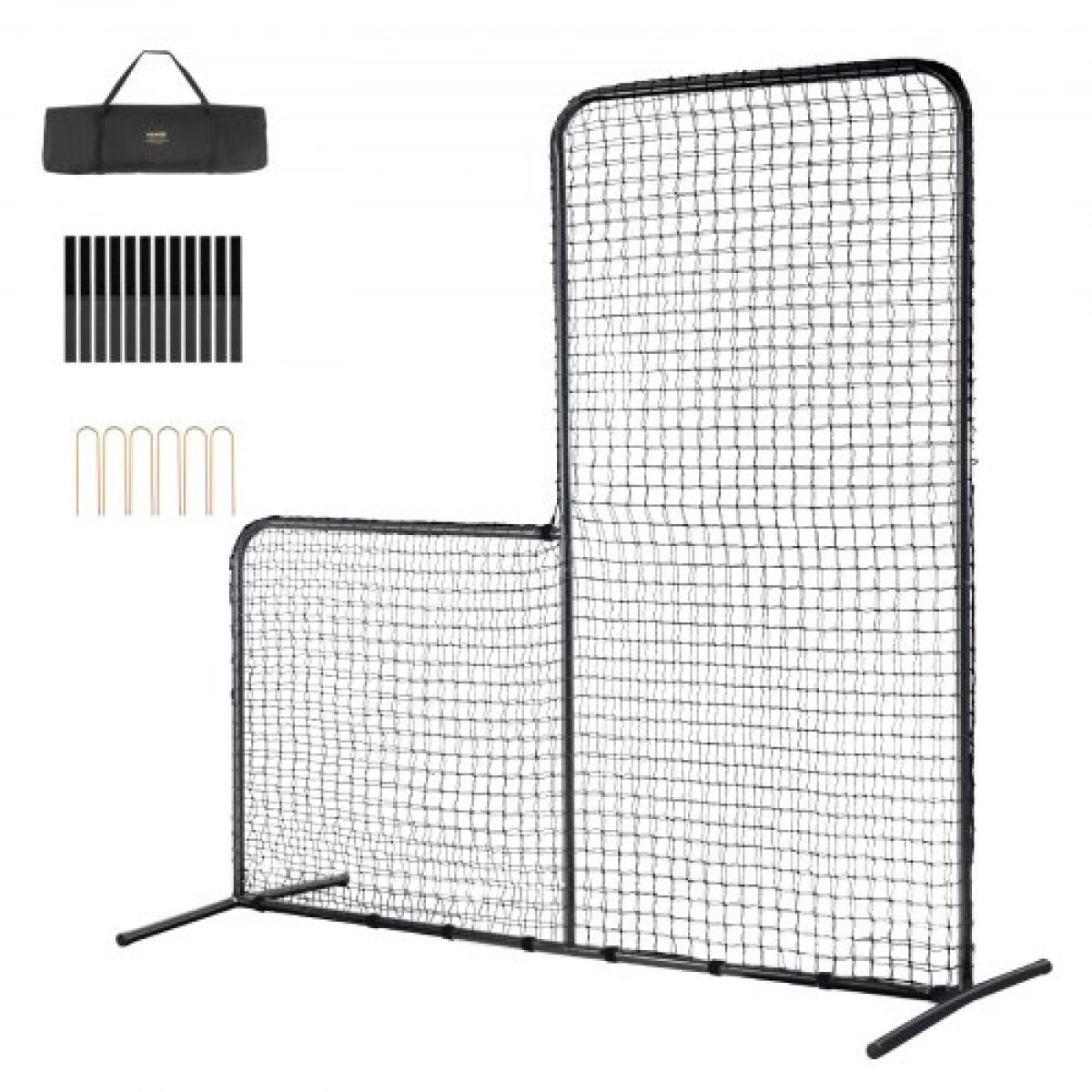 VEVOR L Screen Baseball για Batting Cage, 7x7 ft Baseball Softball Screen Safety, Body Protector Φορητή οθόνη κτύπημα με τσάντα μεταφοράς και πάσσαλοι εδάφους, Heavy Duty Pitching Net for Pitchers Protection