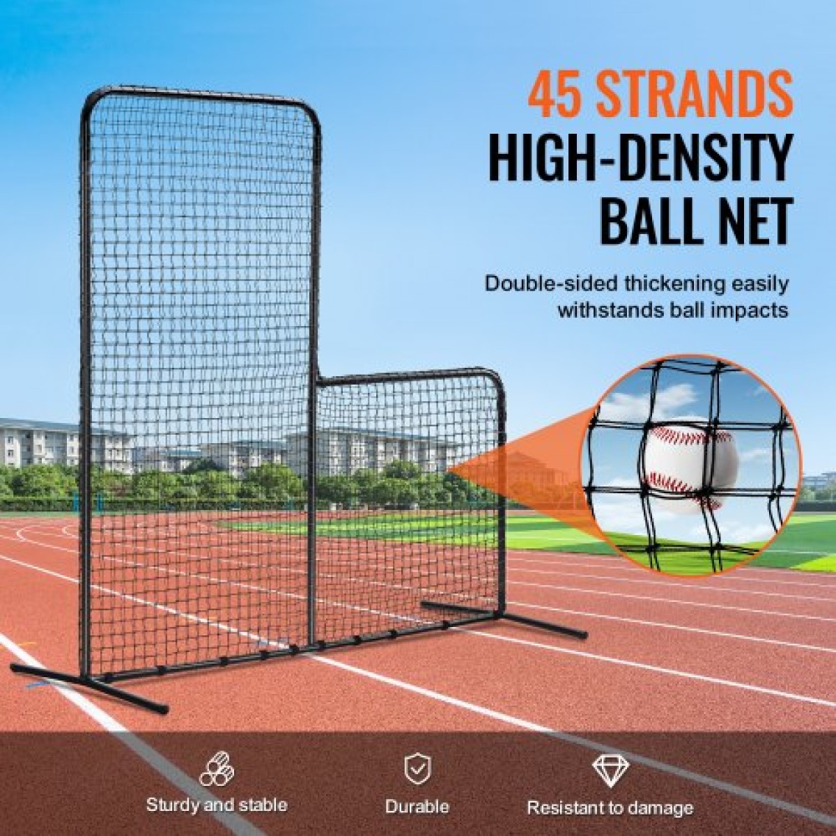 VEVOR L Screen Baseball για Batting Cage, 7x7 ft Baseball Softball Screen Safety, Body Protector Φορητή οθόνη κτύπημα με τσάντα μεταφοράς και πάσσαλοι εδάφους, Heavy Duty Pitching Net for Pitchers Protection