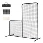 VEVOR L Screen Baseball για Batting Cage, 7x7 ft Baseball Softball Screen Safety, Body Protector Φορητή οθόνη κτύπημα με τσάντα μεταφοράς και πάσσαλοι εδάφους, Heavy Duty Pitching Net for Pitchers Protection