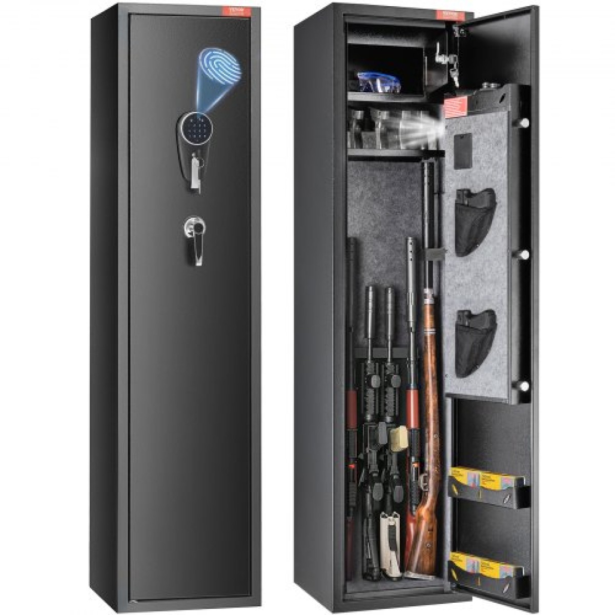 VEVOR 6 Rifles Gun Safe, Rifle Safe με ψηφιακό πληκτρολόγιο & κλειδαριά, ντουλάπι αποθήκευσης όπλων με ενσωματωμένο ντουλάπι αποθήκευσης, αφαιρούμενο ράφι αποθήκευσης για Home Long Gun και πιστόλια