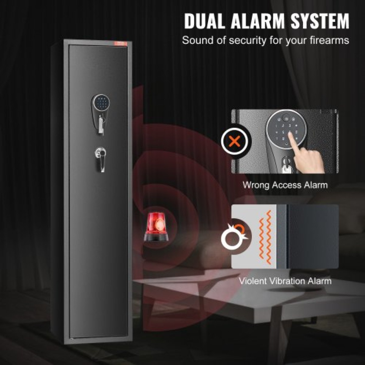 VEVOR 6 Rifles Gun Safe, Rifle Safe με ψηφιακό πληκτρολόγιο & κλειδαριά, ντουλάπι αποθήκευσης όπλων με ενσωματωμένο ντουλάπι αποθήκευσης, αφαιρούμενο ράφι αποθήκευσης για Home Long Gun και πιστόλια