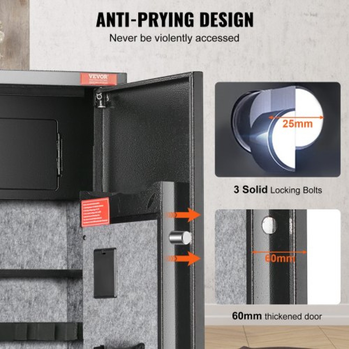 VEVOR 6 Rifles Gun Safe, Rifle Safe με ψηφιακό πληκτρολόγιο & κλειδαριά, ντουλάπι αποθήκευσης όπλων με ενσωματωμένο ντουλάπι αποθήκευσης, αφαιρούμενο ράφι αποθήκευσης για Home Long Gun και πιστόλια