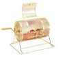 VEVOR Raffle Drum, 11,6 x Ø7,48 ιντσών Brass Plated Ticket Raffle Spinning Cage, Χωράει 2500 εισιτήρια ή 100 μπάλες πινγκ πονγκ, μεταλλικό σχέδιο λοταρίας με ξύλινη περιστροφική λαβή, για κάλπες Bingo Pa