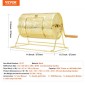 VEVOR Raffle Drum, 11,6 x Ø7,48 ιντσών Brass Plated Ticket Raffle Spinning Cage, Χωράει 2500 εισιτήρια ή 100 μπάλες πινγκ πονγκ, μεταλλικό σχέδιο λοταρίας με ξύλινη περιστροφική λαβή, για κάλπες Bingo Pa