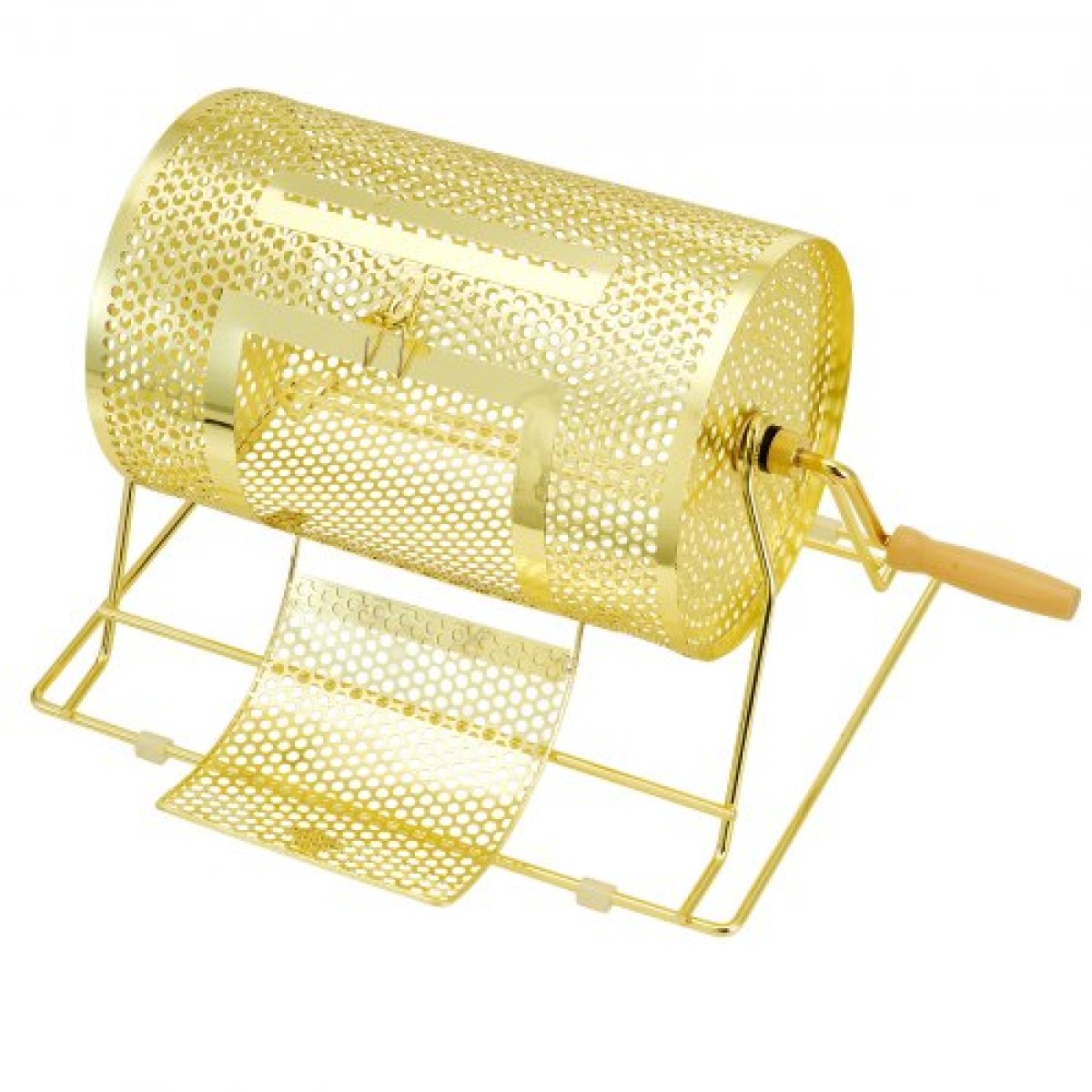 VEVOR Raffle Drum, 11,6 x Ø7,48 ιντσών Brass Plated Ticket Raffle Spinning Cage, Χωράει 2500 εισιτήρια ή 100 μπάλες πινγκ πονγκ, μεταλλικό σχέδιο λοταρίας με ξύλινη περιστροφική λαβή, για κάλπες Bingo Pa