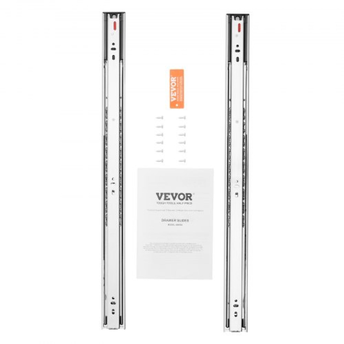 VEVOR 10 ζεύγη 609,6 χιλιοστών συρταριών συρταριών πλαϊνές ράγες στήριξης, ράγα βαρέως τύπου πλήρους επέκτασης από χάλυβα, Soft-close Noiseless Guide Glides ντουλάπια κουζίνας με ρουλεμάν, χωρητικότητα φορτίου 100 Lbs