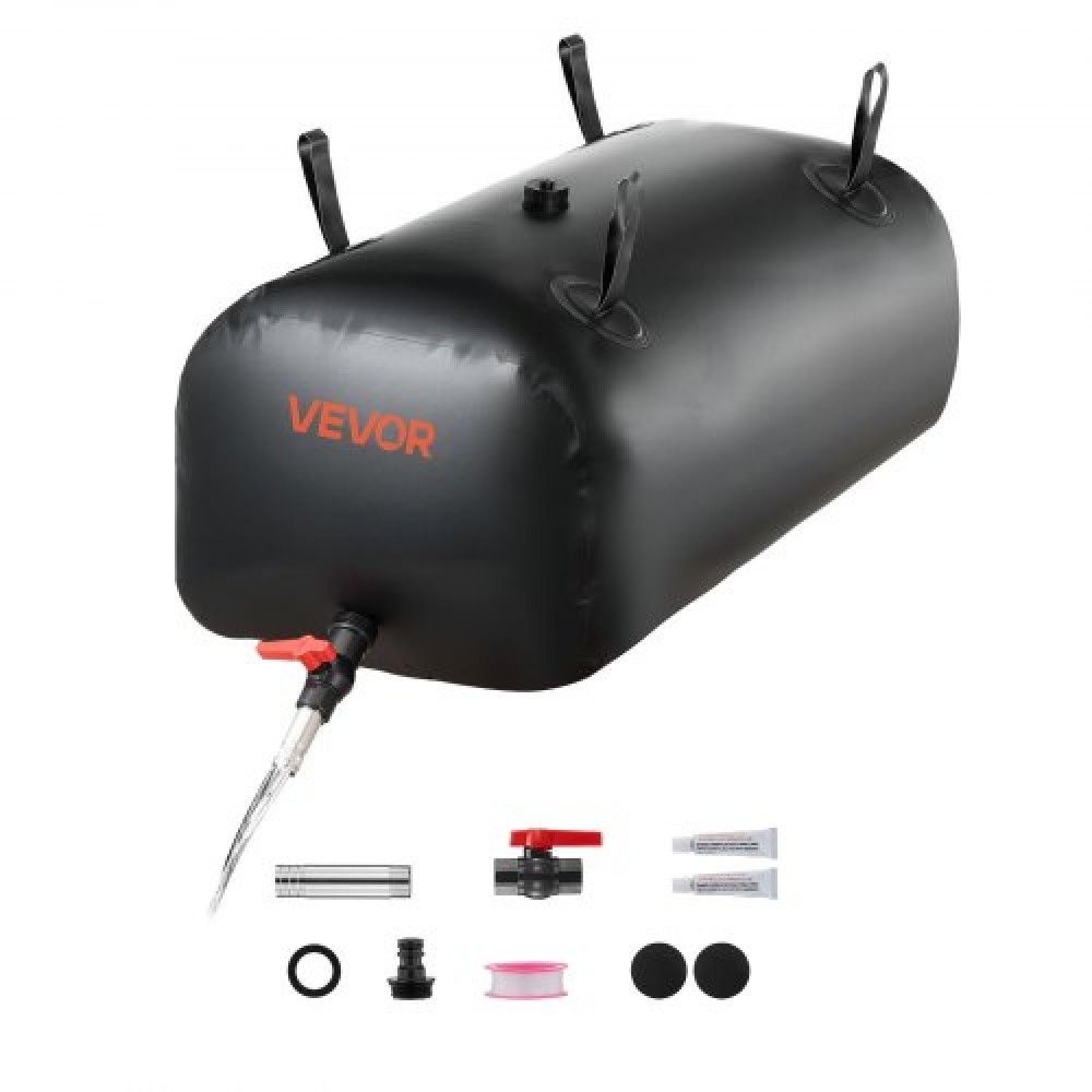 VEVOR Water Storage Bladder, 113L φορητή & πτυσσόμενη τσάντα αποθήκευσης νερού, ανθεκτική στη φθορά 1000D PVC τσάντα μαλακών νερών, στεγανά δοχεία κάμπινγκ για άρδευση κήπου RV έκτακτης ανάγκης, Μαύρο