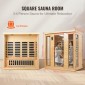 VEVOR Far Infrared Wooden Sauna, Room Home Sauna Spa για 3 έως 4 Άτομα, Χαμηλή EMF Far Infrared Ξύλινη σάουνα Hemlock με σκληρυμένη γυάλινη πόρτα & ηχεία Bluetooth & φώτα χρωμοθεραπείας, 2580W εσωτερικού χώρου