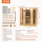 VEVOR Far Infrared Wooden Sauna, Room Home Sauna Spa για 3 έως 4 Άτομα, Χαμηλή EMF Far Infrared Ξύλινη σάουνα Hemlock με σκληρυμένη γυάλινη πόρτα & ηχεία Bluetooth & φώτα χρωμοθεραπείας, 2580W εσωτερικού χώρου