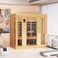 VEVOR Far Infrared Wooden Sauna, Room Home Sauna Spa για 3 έως 4 Άτομα, Χαμηλή EMF Far Infrared Ξύλινη σάουνα Hemlock με σκληρυμένη γυάλινη πόρτα & ηχεία Bluetooth & φώτα χρωμοθεραπείας, 2580W εσωτερικού χώρου