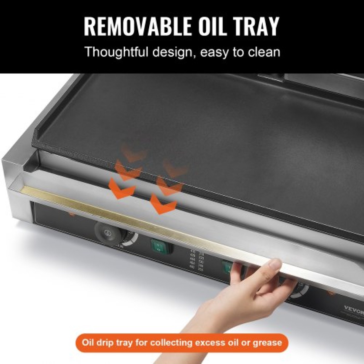 Εμπορική σχάρα Panini VEVOR, Ηλεκτρικό σάντουιτς Panini Maker 3600W, Ανοξείδωτη διπλή πρέσα σάντουιτς, ψησταριά Panini με έλεγχο θερμοκρασίας, 48x23cm Πλήρης επίπεδη εμαγιέ πλάκα, για μπριζόλα χάμπουργκερ μπέικον