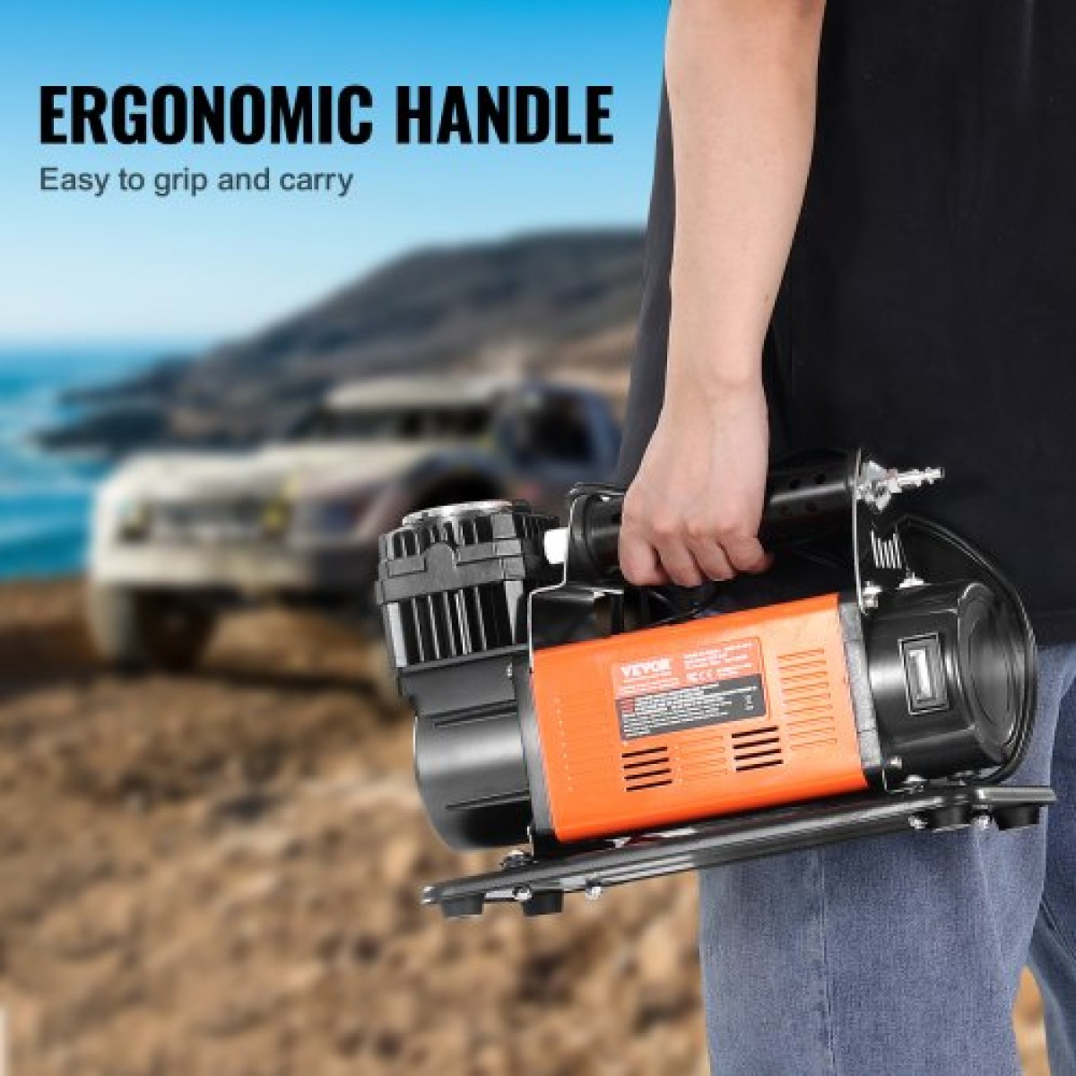 VEVOR 12V Heavy Duty Air Compressor - με κιτ φουσκώματος ελαστικών ψηφιακού μετρητή πίεσης, φορητό φουσκωτό ελαστικών 7,06 CFM, αντλία αέρα εκτός δρόμου 150 PSI με αντάπτορες για φορτηγά Αυτοκίνητο SUV 4 x 4 Vehicle RV