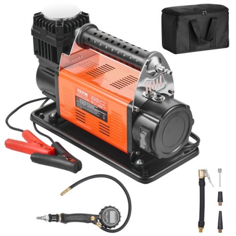 VEVOR 12V Heavy Duty Air Compressor - με κιτ φουσκώματος ελαστικών ψηφιακού μετρητή πίεσης, φορητό φουσκωτό ελαστικών 7,06 CFM, αντλία αέρα εκτός δρόμου 150 PSI με αντάπτορες για φορτηγά Αυτοκίνητο SUV 4 x 4 Vehicle RV