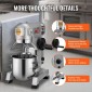 VEVOR Commercial Food Mixer, 18,7L Commercial Stand Mixer με 3 Ρυθμιζόμενες ταχύτητες, 1100W Ζυμίξερ με μπολ από ανοξείδωτο ατσάλι και 3 εξαρτήματα ανάμειξης, Ιδανικό για εστιατόριο, αρτοποιείο, ζαχαροπλαστείο, Caf