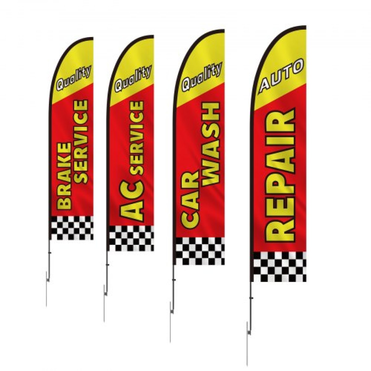 VEVOR Auto Repair Advertising Feather Flag with Pole Kit, Advertising Flags for Business Outside, Περιλαμβάνει 4 Banner Flags, 4 Poles, 4 Ground Stakes, Swooper Flags for Business 16,3 FT