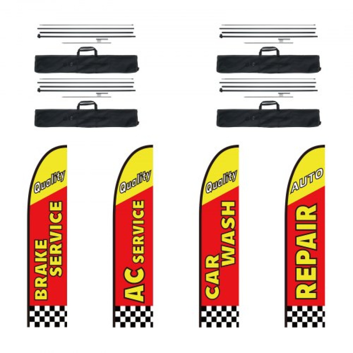 VEVOR Auto Repair Advertising Feather Flag with Pole Kit, Advertising Flags for Business Outside, Περιλαμβάνει 4 Banner Flags, 4 Poles, 4 Ground Stakes, Swooper Flags for Business 16,3 FT