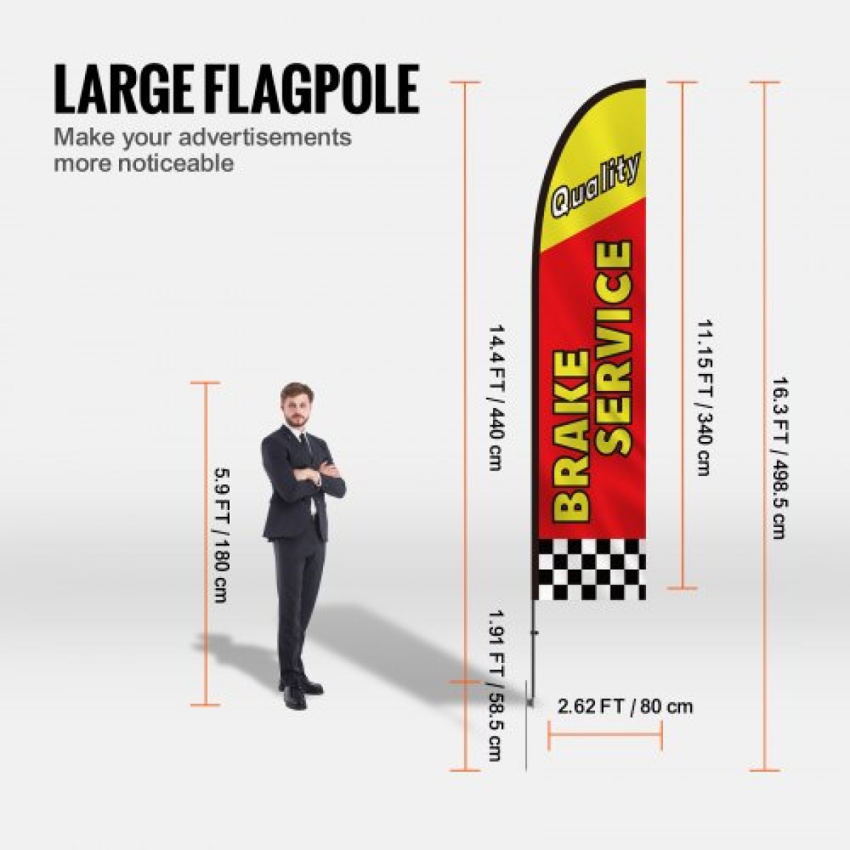 VEVOR Auto Repair Advertising Feather Flag with Pole Kit, Advertising Flags for Business Outside, Περιλαμβάνει 4 Banner Flags, 4 Poles, 4 Ground Stakes, Swooper Flags for Business 16,3 FT