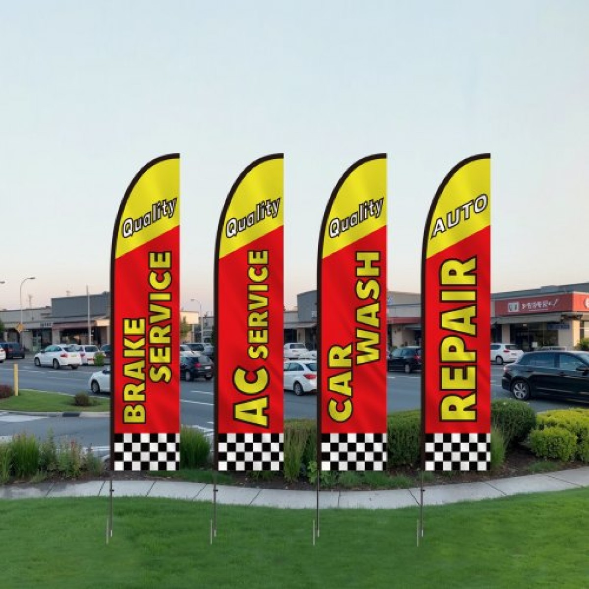 VEVOR Auto Repair Advertising Feather Flag with Pole Kit, Advertising Flags for Business Outside, Περιλαμβάνει 4 Banner Flags, 4 Poles, 4 Ground Stakes, Swooper Flags for Business 16,3 FT