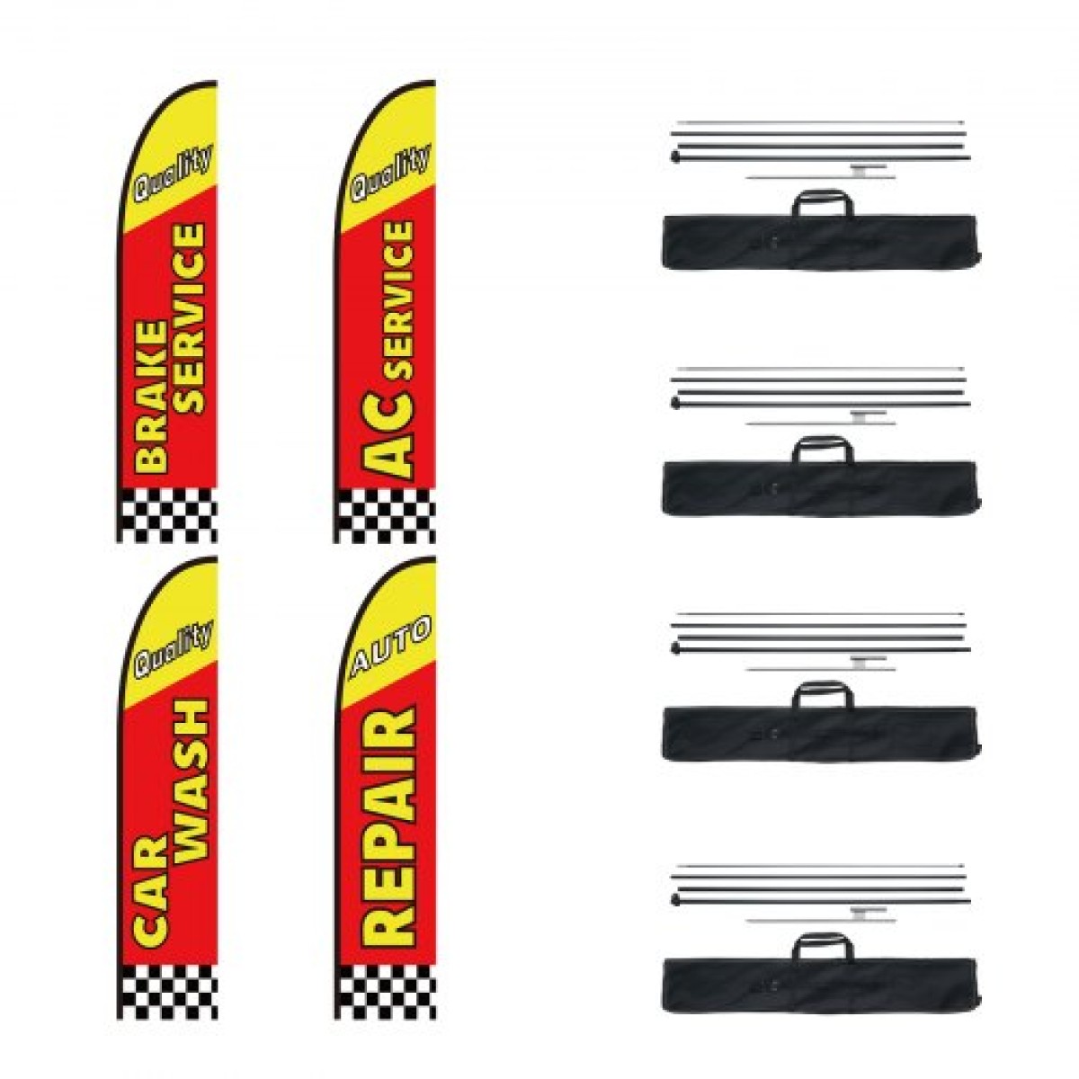 VEVOR Auto Repair Advertising Feather Flag with Pole Kit, Advertising Flags for Business Outside, Περιλαμβάνει 4 Banner Flags, 4 Poles, 4 Ground Stakes, Swooper Flags for Business 16,3 FT