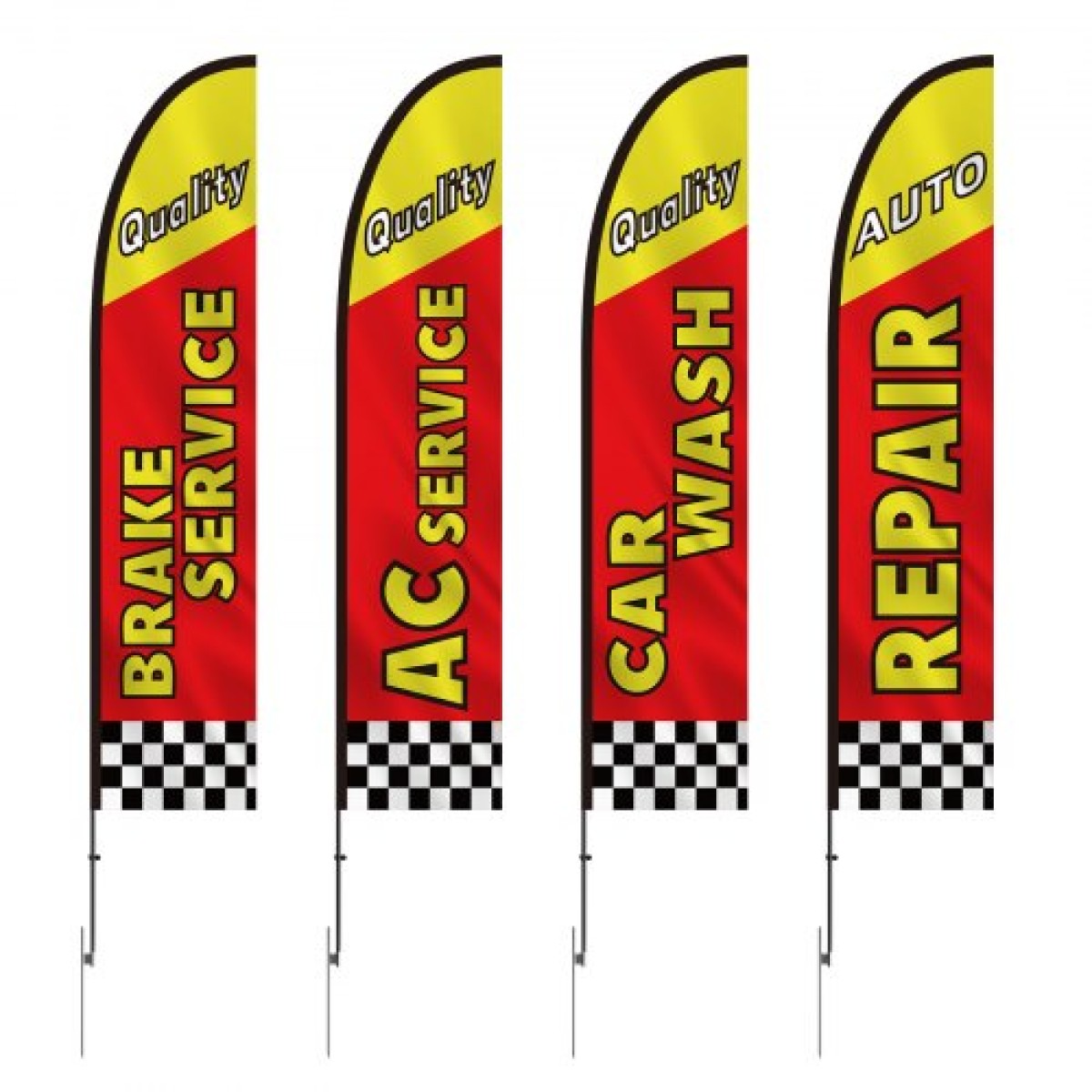 VEVOR Auto Repair Advertising Feather Flag with Pole Kit, Advertising Flags for Business Outside, Περιλαμβάνει 4 Banner Flags, 4 Poles, 4 Ground Stakes, Swooper Flags for Business 16,3 FT