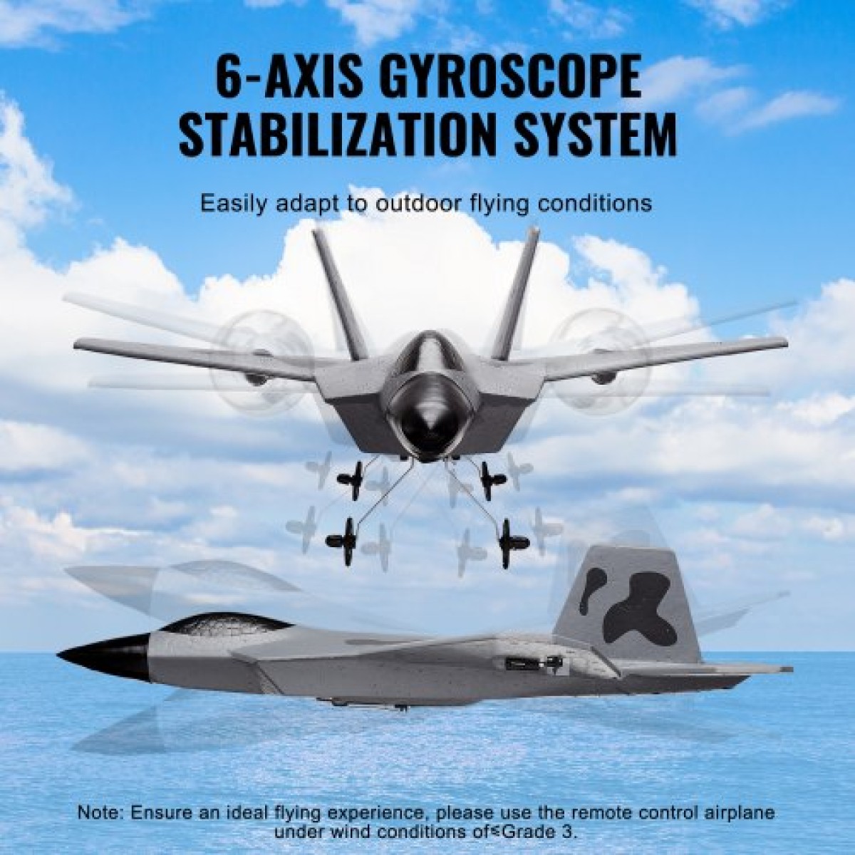 VEVOR RC Plane, 2,4 GHZ 2 Channel Remote Control Airplane with 6-Axis Gyro Stabilizer, Ready to Fly Fighter Aircraft Plane Toy με 2 μπαταρίες, Easy to Fly RC Glider για Ενήλικες Παιδιά Αρχάριους Αγόρια