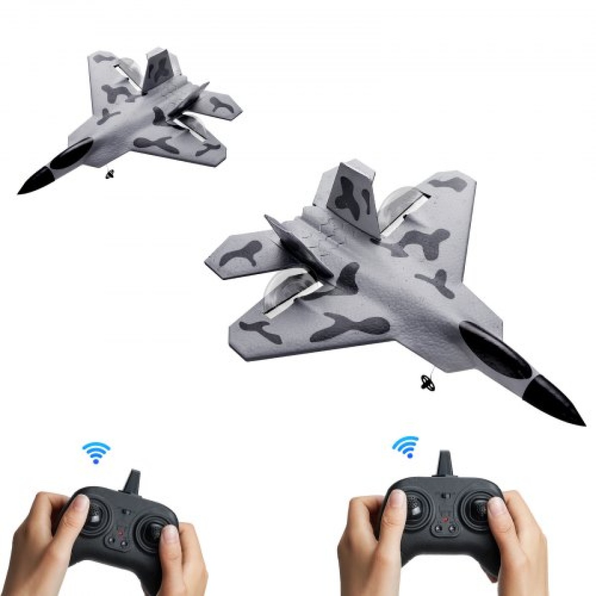 VEVOR RC Plane, 2,4 GHZ 2 Channel Remote Control Airplane with 6-Axis Gyro Stabilizer, Ready to Fly Fighter Aircraft Plane Toy με 2 μπαταρίες, Easy to Fly RC Glider για Ενήλικες Παιδιά Αρχάριους Αγόρια