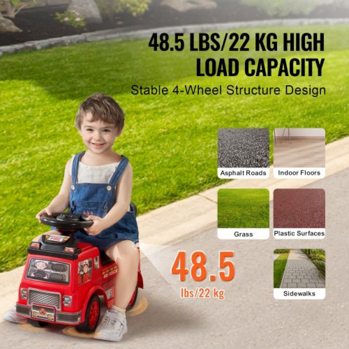 VEVOR Ride On Push Car για νήπια, Ηλικίες 1-3, Ride Racer, Sit to Stand Toddler Ride On Toy, Classic Kids Ride On Car με μουσικό τιμόνι & χώρο αποθήκευσης κάτω από το κάθισμα, Ride On Toy για κορίτσια για αγόρια, κόκκινο