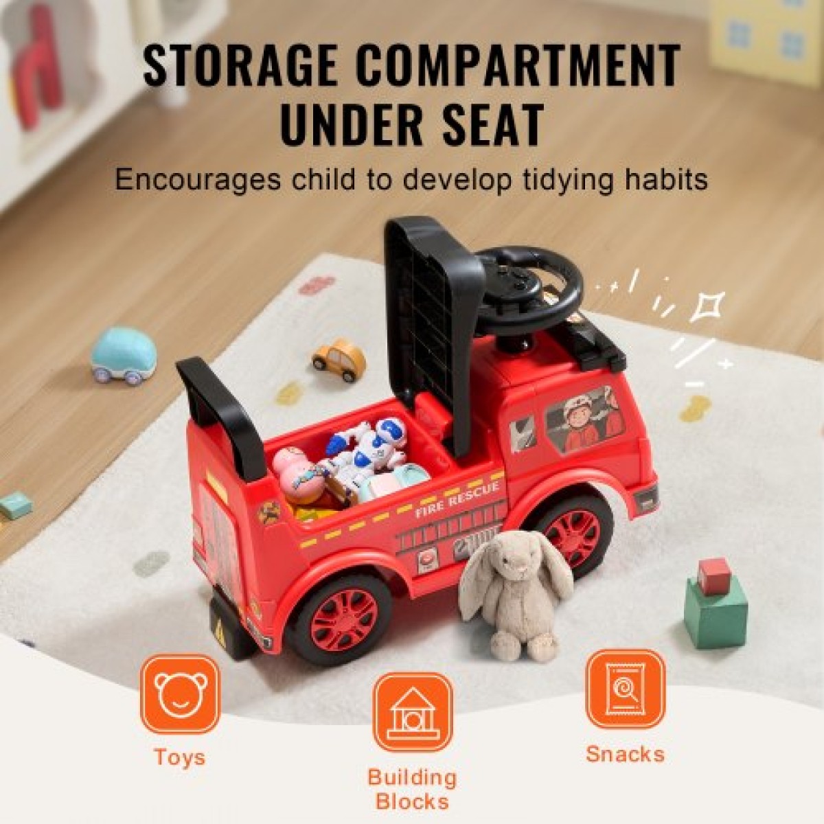 VEVOR Ride On Push Car για νήπια, Ηλικίες 1-3, Ride Racer, Sit to Stand Toddler Ride On Toy, Classic Kids Ride On Car με μουσικό τιμόνι & χώρο αποθήκευσης κάτω από το κάθισμα, Ride On Toy για κορίτσια για αγόρια, κόκκινο
