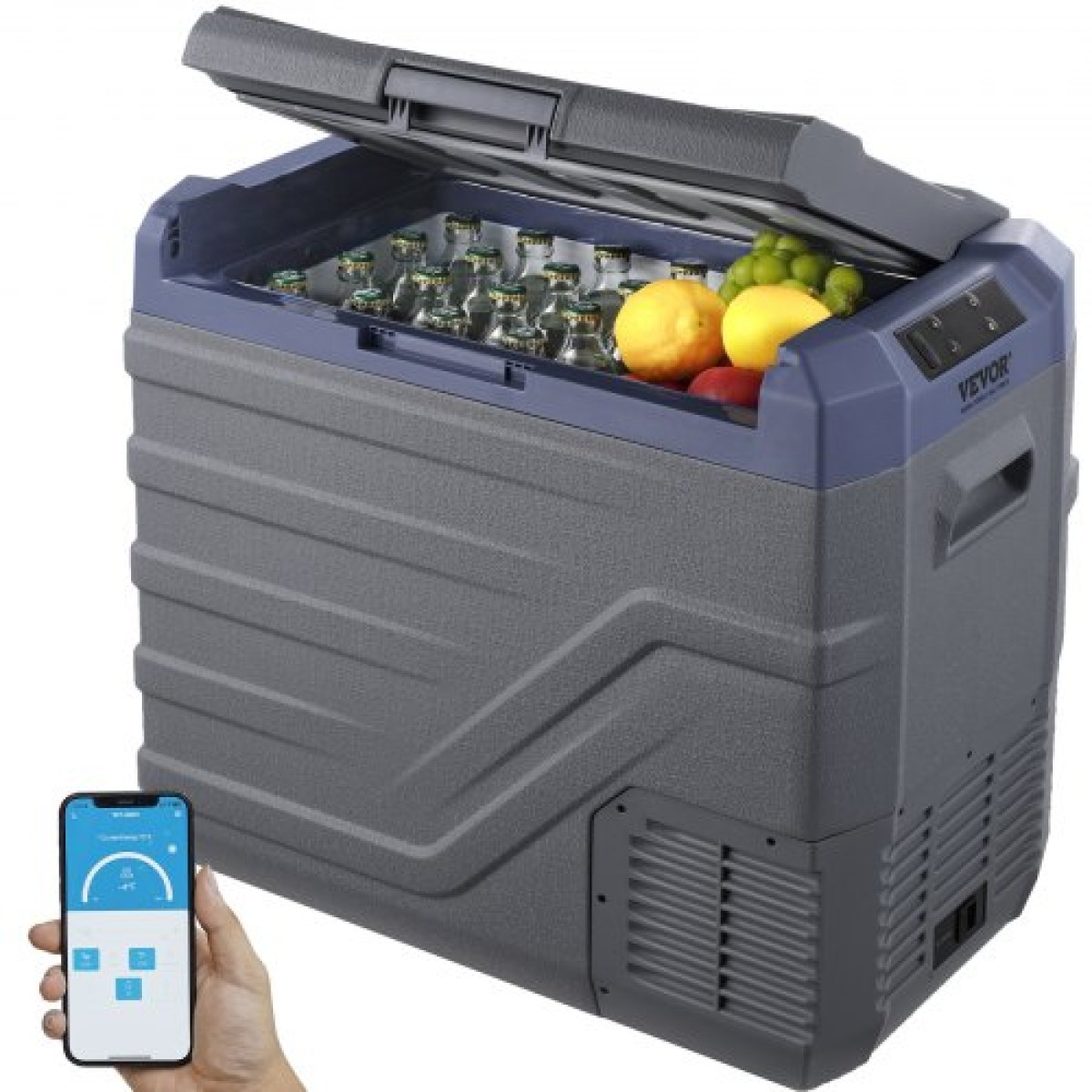 Ψυγείο αυτοκινήτου VEVOR, Ψυγείο αυτοκινήτου 12 Volt, φορητός καταψύκτης 45 L μονής ζώνης με ενσωματωμένο φως, -4℉-68℉, 12/24V DC και 100-240V AC Compressor Cooler για εξωτερικούς χώρους, κάμπινγκ, RV
