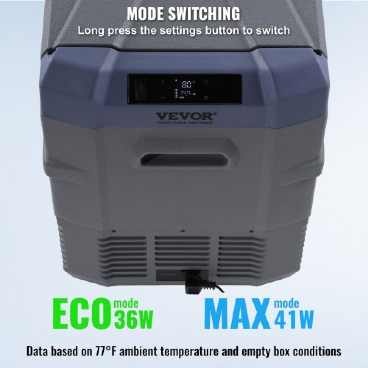 Ψυγείο αυτοκινήτου VEVOR, Ψυγείο αυτοκινήτου 12 Volt, φορητός καταψύκτης 45 L μονής ζώνης με ενσωματωμένο φως, -4℉-68℉, 12/24V DC και 100-240V AC Compressor Cooler για εξωτερικούς χώρους, κάμπινγκ, RV