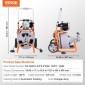 VEVOR Drain Cleaner Machine 30m x 9,5mm, Auto Feed Sewer Snake Drain Auger on Wheels, Portable Drain Cleaning Machine with 8 Cutters & Air-Activated Foot Switch for 50mm to 100mm Pipes