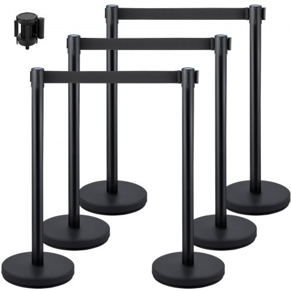 Στάσεις VEVOR Crowd Control Stanchions, 6-pack Crowd Control Barriers με 3PCS 6.5FT ανασυρόμενη ζώνη, Stanchion Posts Queue Pole for Crowd Control Barriers, Εύκολη συναρμολόγηση