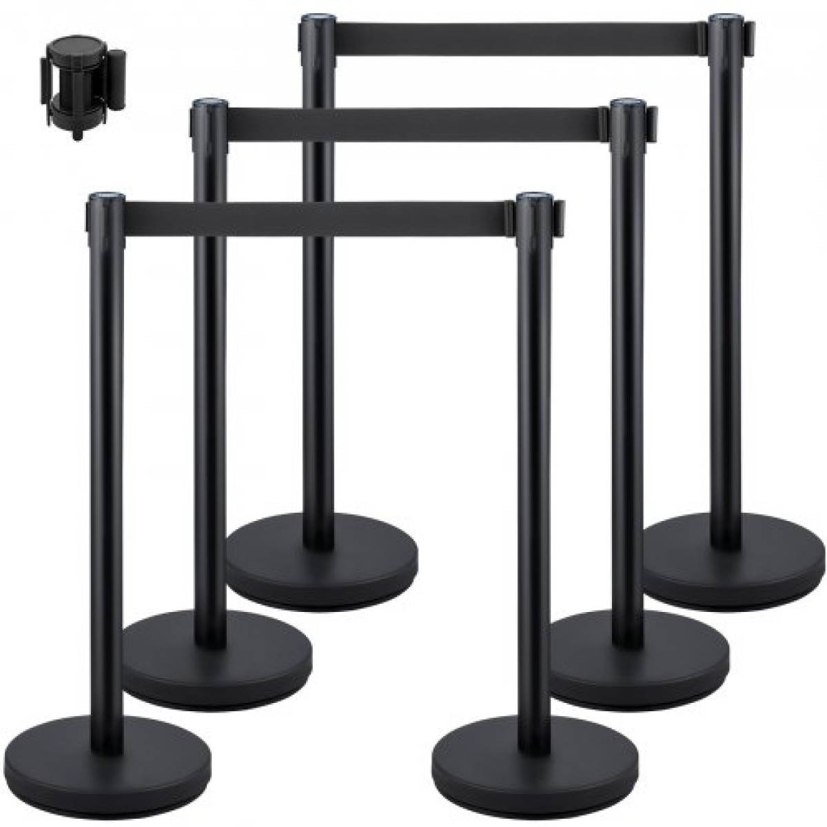 Στάσεις VEVOR Crowd Control Stanchions, 6-pack Crowd Control Barriers με 3PCS 6.5FT ανασυρόμενη ζώνη, Stanchion Posts Queue Pole for Crowd Control Barriers, Εύκολη συναρμολόγηση
