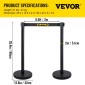 Στάσεις VEVOR Crowd Control Stanchions, 6-pack Crowd Control Barriers με 3PCS 6.5FT ανασυρόμενη ζώνη, Stanchion Posts Queue Pole for Crowd Control Barriers, Εύκολη συναρμολόγηση