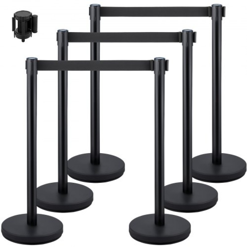 Στάσεις VEVOR Crowd Control Stanchions, 6-pack Crowd Control Barriers με 3PCS 6.5FT ανασυρόμενη ζώνη, Stanchion Posts Queue Pole for Crowd Control Barriers, Εύκολη συναρμολόγηση