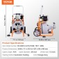 Μηχάνημα καθαρισμού αποχέτευσης VEVOR 22m x 9,5mm, Αυτόματη τροφοδοσία αποχετευτικών στραγγιστηρίων σε ρόδες, φορητό μηχάνημα καθαρισμού αποχέτευσης με 8 κόφτες & διακόπτης ποδιών με ενεργοποίηση αέρα για σωλήνες 50mm έως 100mm