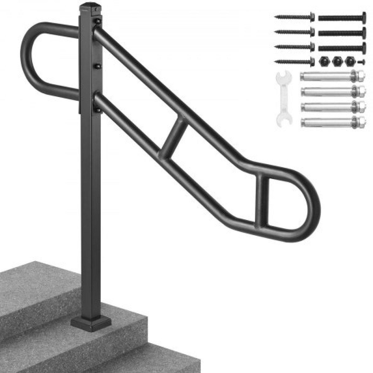 Κουπαστή VEVOR Single Post for Outdoor 1-3 Step 102,9 cm Στήριγμα δαπέδου κουπαστή σκάλας