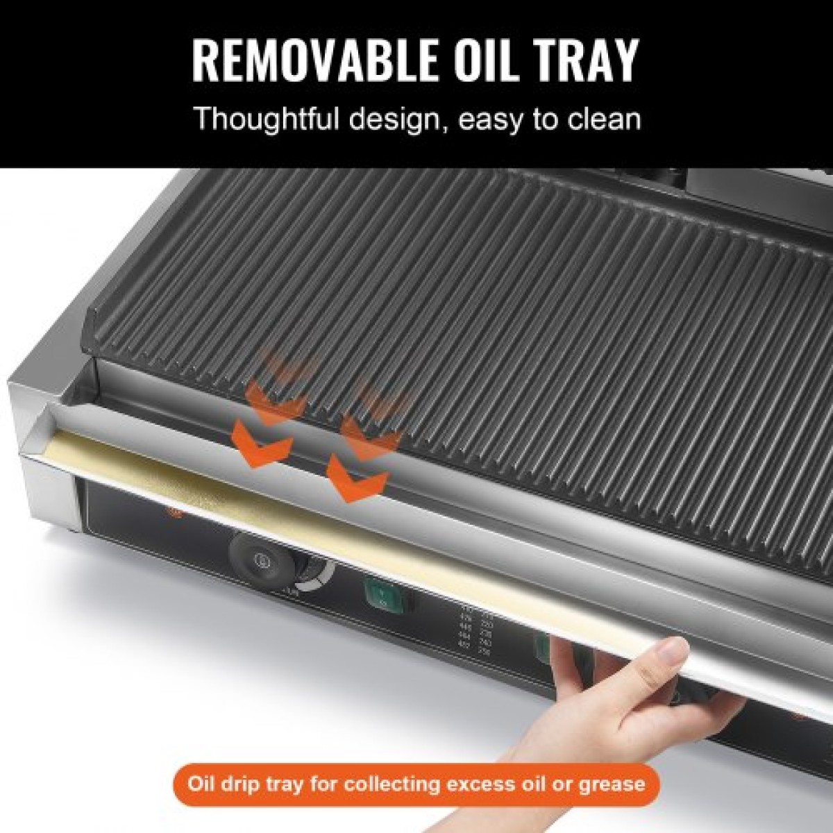 Εμπορική σχάρα Panini VEVOR, Ηλεκτρικό σάντουιτς Panini Maker 3600W, Ανοξείδωτη πρέσα διπλής σάντουιτς, Panini Grill Temp Control, 48x23cm Πλήρης αυλάκωση εμαγιέ, για μπριζόλα χάμπουργκερ μπέικον