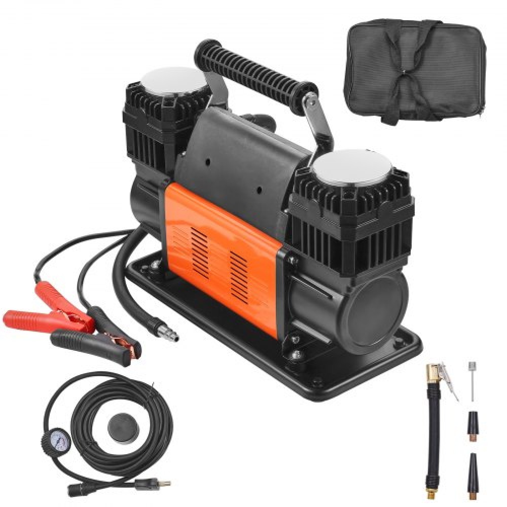 VEVOR 10.6 CFM Heavy Duty Air Compressor, 30s Fast Inflation |Δικύλινδρο φορητό φουσκωτό ελαστικών, αντλία αέρα εκτός δρόμου 12V 150 PSI με αντάπτορες για φορτηγά Αυτοκίνητο SUV 4 x 4 Vehicle RV