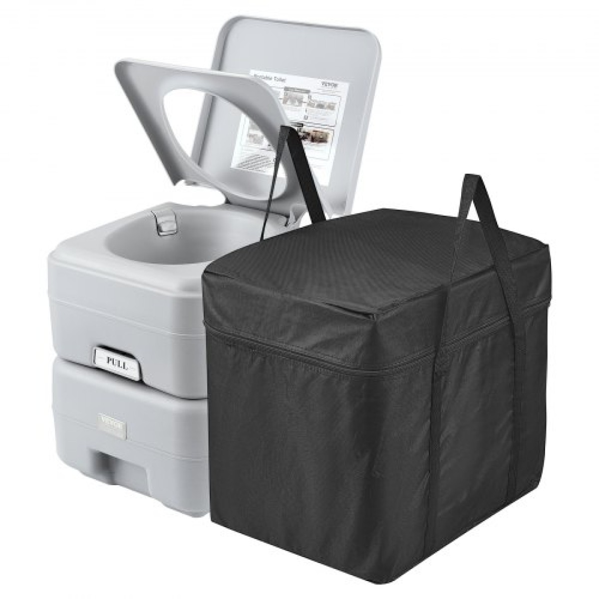VEVOR Portable Toilet Flush Travel Camping 20,1 L Commode Potty with Carry Bag