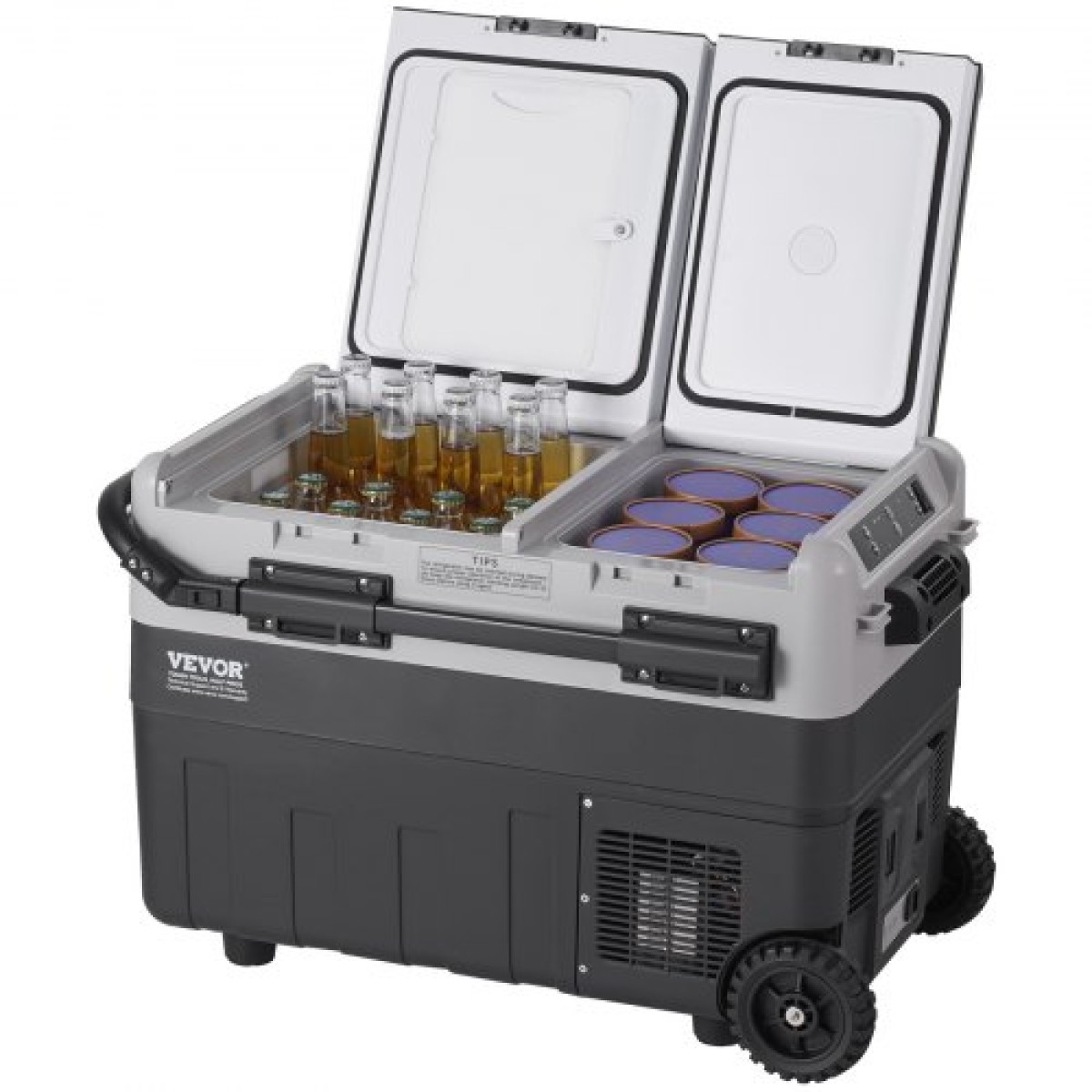 Φορητό Ψυγείο Αυτοκινήτου VEVOR, Ψυγείο αυτοκινήτου 12 Volt Ψυγείο, 50 L / 52,8 QT Φορητός καταψύκτης διπλής ζώνης, -4℉-68℉ Ρυθμιζόμενη θερμοκρασία, Ψυγείο συμπιεστή για σπίτι, εξωτερικό χώρο, κάμπινγκ, RV, αυτοκίνητο