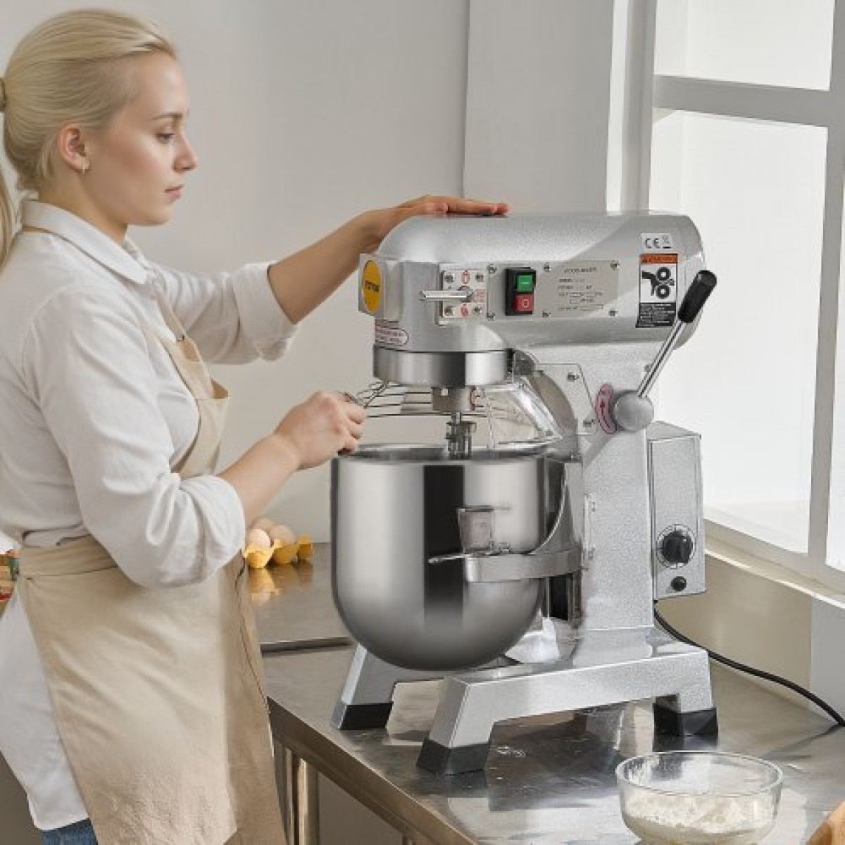 VEVOR Commercial Food Mixer, 28,5L Commercial Stand Mixer με 3 Ρυθμιζόμενες ταχύτητες, 1100W Ζυμίξερ με μπολ από ανοξείδωτο χάλυβα και 3 εξαρτήματα ανάμειξης, Ιδανικό για εστιατόριο, αρτοποιείο, ζαχαροπλαστείο, Caf