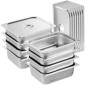 VEVOR 8 Pack Pans Hotel, 1/2 Size Anti-Jam Steam Pan with Kap, πάχους 0,8mm από ανοξείδωτο ατσάλι Επιτραπέζιο τηγάνι ατμού 4 ιντσών, Εμπορικό τηγάνι 4 ιντσών, Αποθηκευτικό τηγάνι τροφοδοσίας, για βιομηχανικό και επιστημονικό