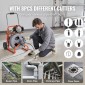Μηχάνημα καθαρισμού αποχέτευσης VEVOR 22m x 13mm, Αυτόματη τροφοδοσία αποχετευτικών στραγγιστηρίων σε ρόδες, φορητό μηχάνημα καθαρισμού αποχέτευσης με 8 κόφτες & διακόπτης ποδιών με ενεργοποίηση αέρα για σωλήνες 50mm έως 150mm